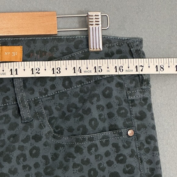 Pilcro Womens Jeans 31 Stet Teal Blue Flocked Velvet Leopard Animal Boho Western - Picture 7 of 16